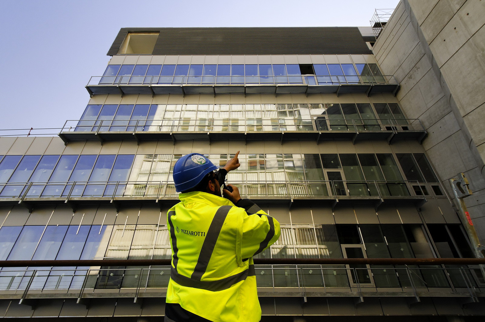 Société Pizzarotti lors des travaux de construction du nouvel hopital de la Timone, Marseille février 2012