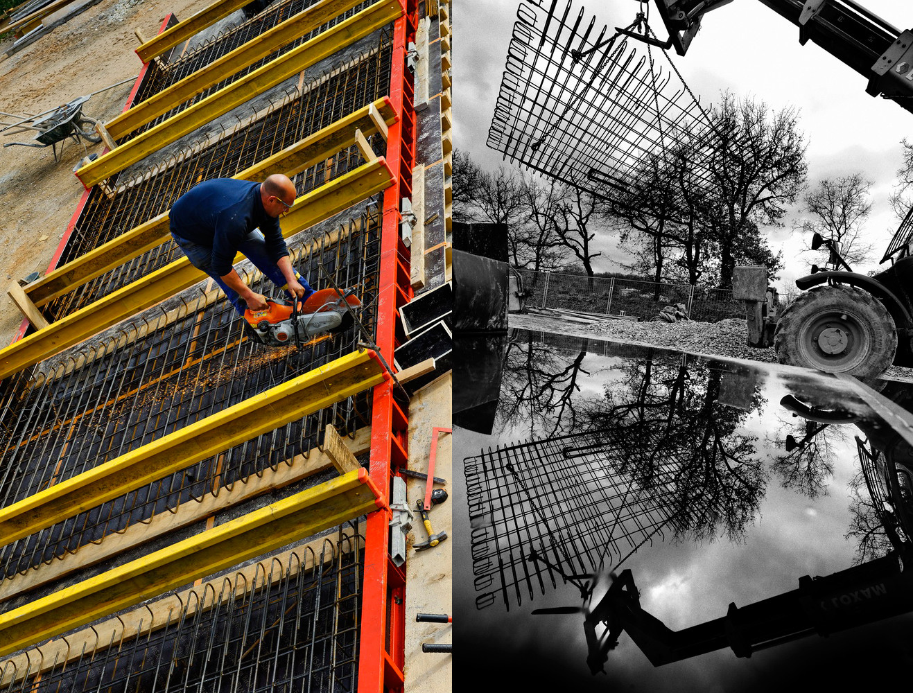 Construction d'un pont, Vinon sur Verdon (04), février 2014.