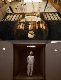 Photo du haut : Ancien emplacement d'une des 2 tours d'atomisation où l'extrait de café est transformé en poudre. Futur emplacement de bureaux. Photo du bas : Jean Marc PIEVE, salarié Netcacao « J'ai travaillé chez Nestlé pendant plus de 30 ans et à l'époque j'étais carriste de magasin, je déballais les camions. Je suis rentré chez Nestlé pour avoir un salaire car je n'avais pas la possibilité de continuer les études »