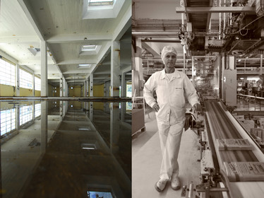 A gauche : Ancienne zone de conditionnement du café soluble –ligne de remplissage- Futur siège de l'agence régionale Orkin –filiale d'Air Liquide- zone de stockage et d'entretien de materiel médical en location. A droite : Patrice PEDREGNO, salarié Netcacao « Lorsque je suis rentré chez Nestlé en aril 1978 on était 1370, et quasiment 28 ans plus tard jour pour jour, j'ai été licencié -en avril 2006, et là on était plus que 480. A l'époque on allait travailler avec le sourire car on était heureux d'aller travailler même s'il on travaillait dur, ce n'est plus le cas aujourd'hui… On travaillait dur mais on était récompensé de notre travail par des augmentations de salaire conséquentes. J'ai une vingtaine de collègues de l'usine qui ont laché prise, c'est à dire qu'ils sont partis en dépression et certains très gravement et ça se sont les dégats collatéraux d'une fermeture d'usine. »